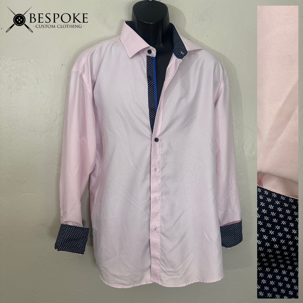 Bespoke Contrast Long Sleeve Shirt XL Gently worn 100% cotton 23" armpits